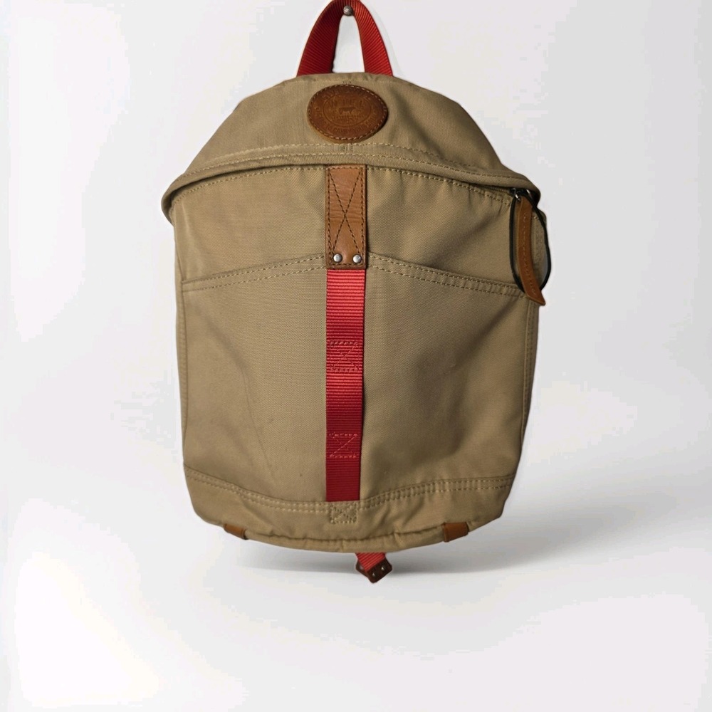 WILL LEATHER GOODS Backpack Tan Canvas Red leather Campus bag Laptop Sleeve